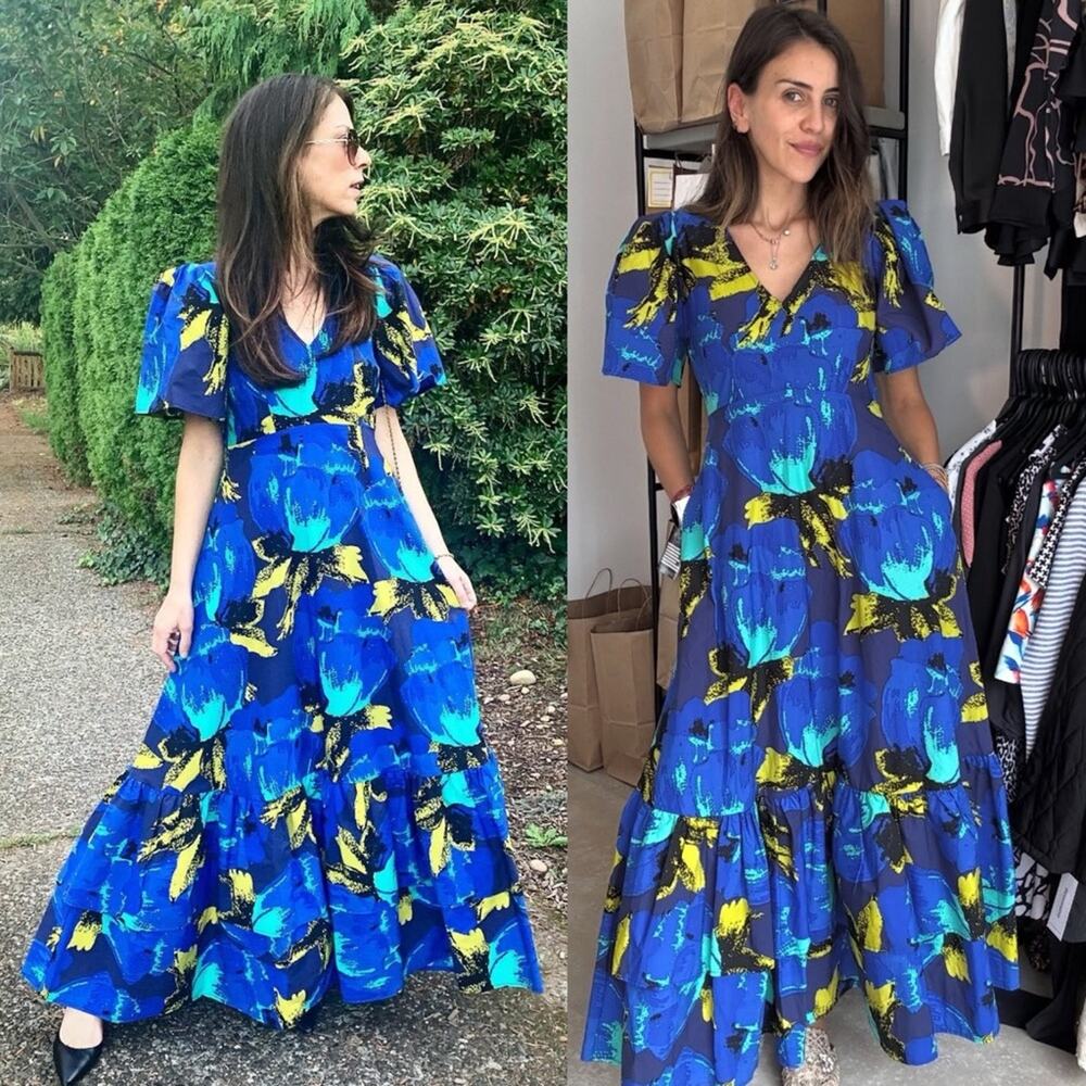 Christopher John Rogers Target Royal Blue and Yellow Floral Tiered Maxi Dress - Picture 16 of 16